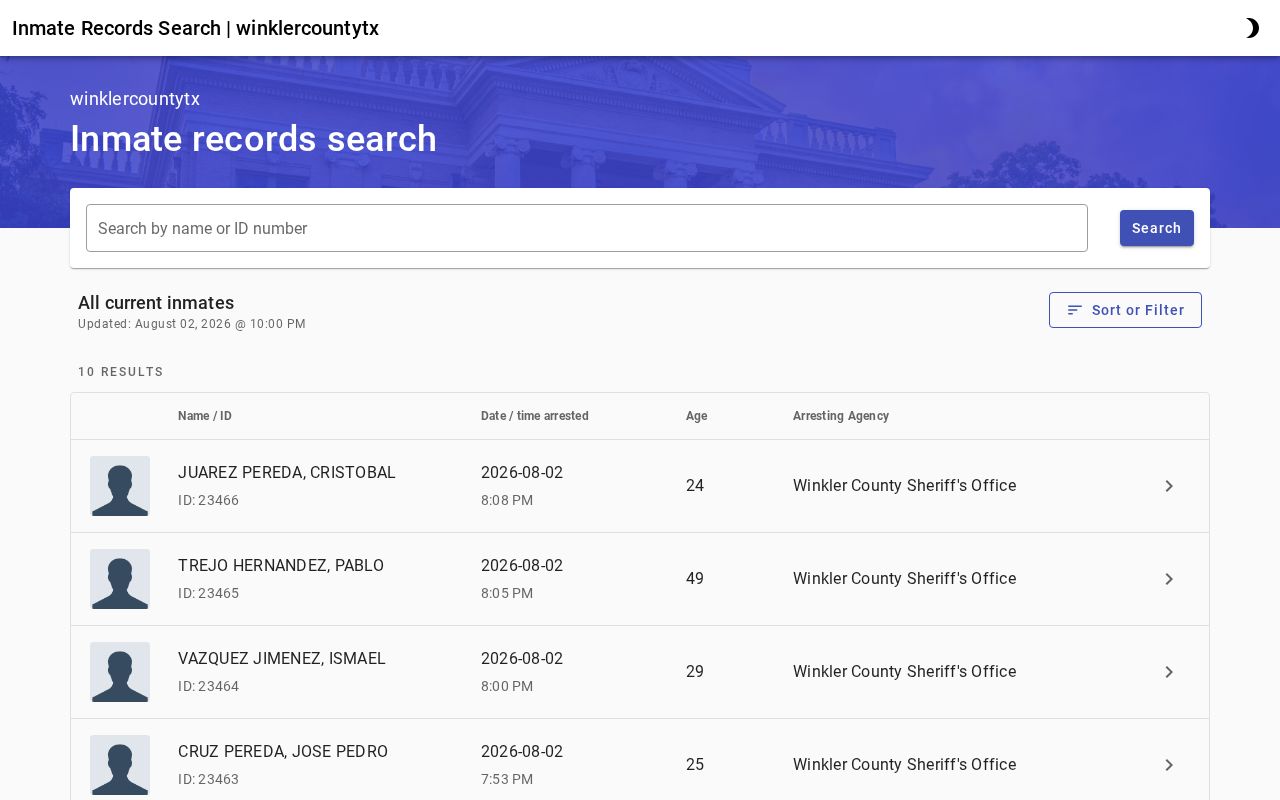 Winkler County released inmate search current roster limits