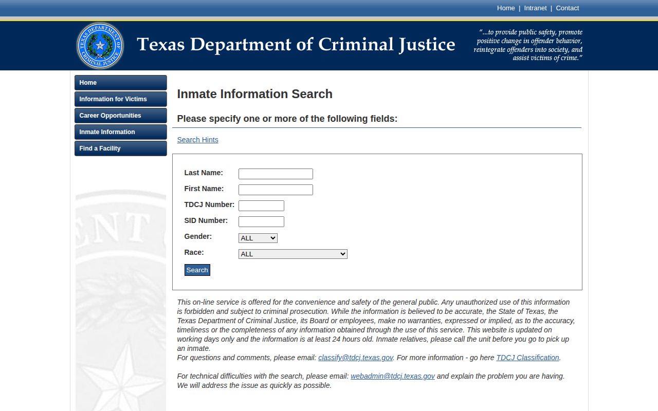 TDCJ search for released Winkler County inmates